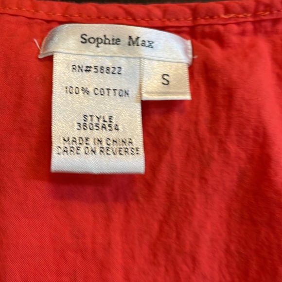 Sophie Max Eyelet Orange Dress, cinched waist, Size Small - Picture 6 of 12